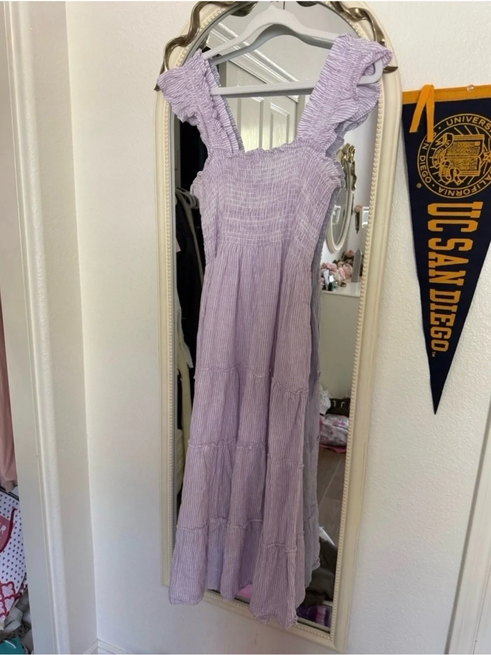 Hill House Light Purple Striped Midi Dress